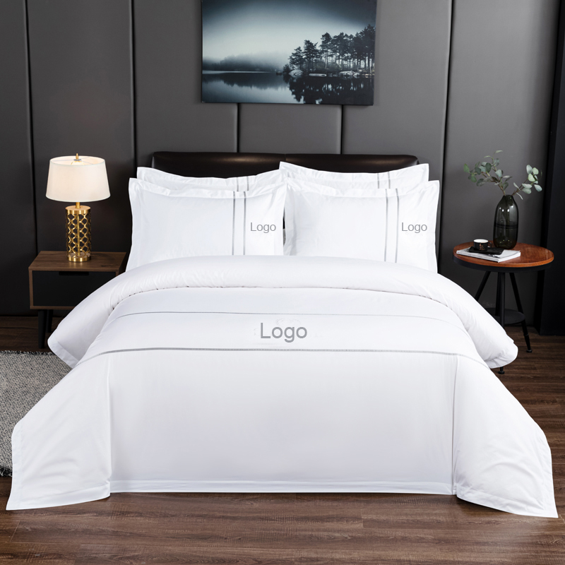 Bộ đồ giường khách sạn Cotton Satin 60 * 40s Logo thêu