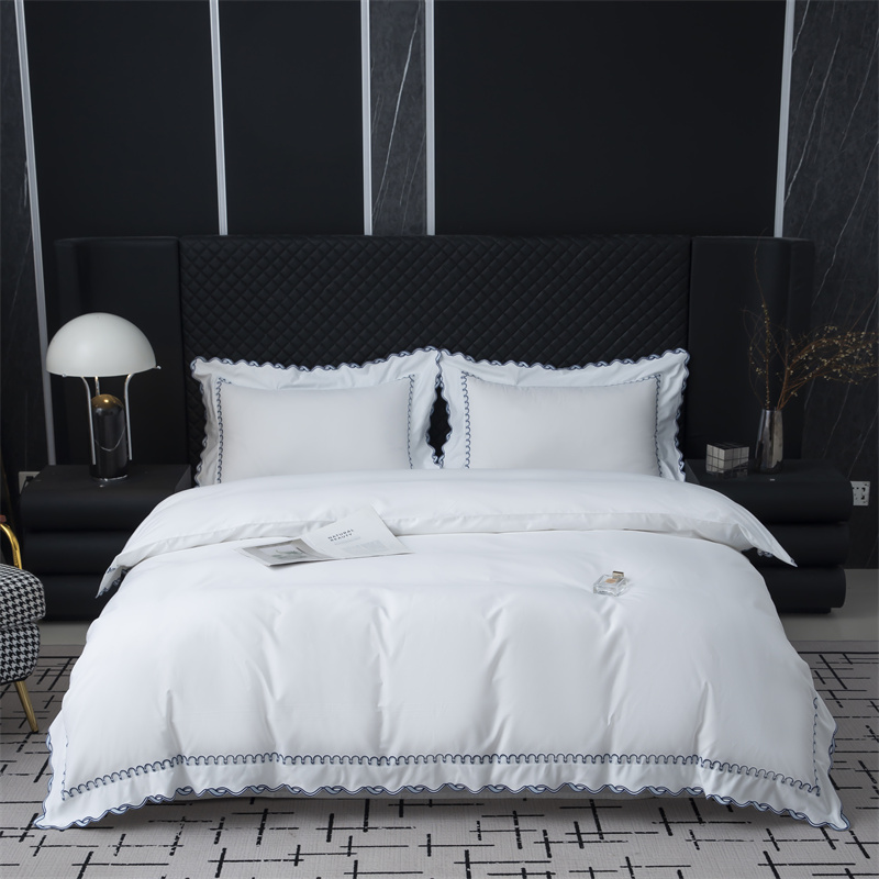 Thiết kế cắt thêu tinh tế Bộ chăn ga gối đệm cotton Sateen 350TC